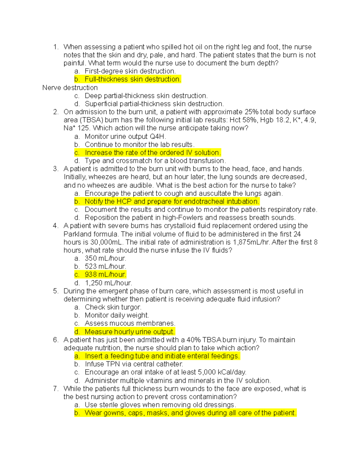 Week 11 Study Guide - When assessing a patient who spilled hot oil on ...