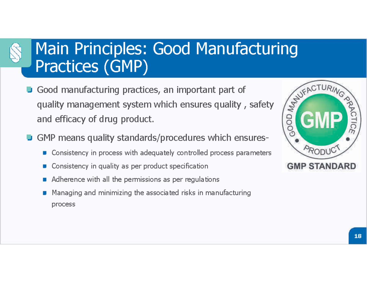 GMP-Main Principles - Good manufacturing practices, an important part ...