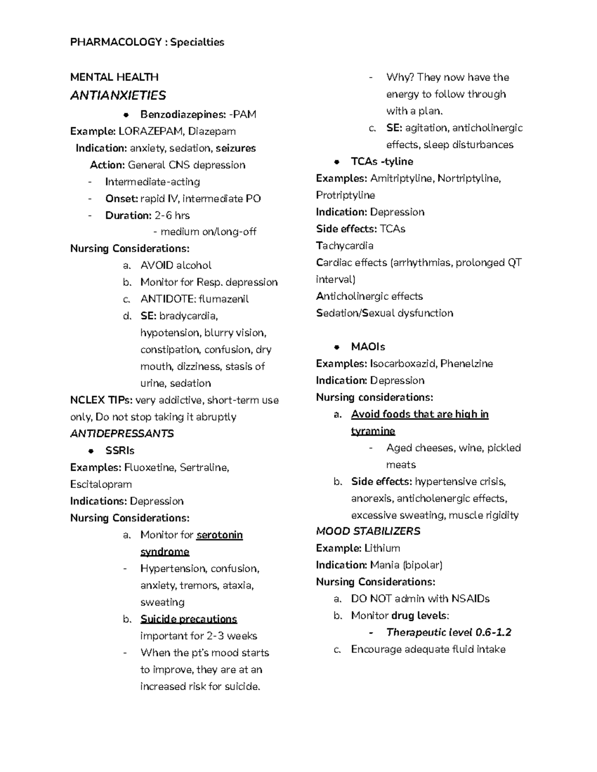 Pharmacology part 3 - Jjjjjkk - MENTAL HEALTH ANTIANXIETIES ...