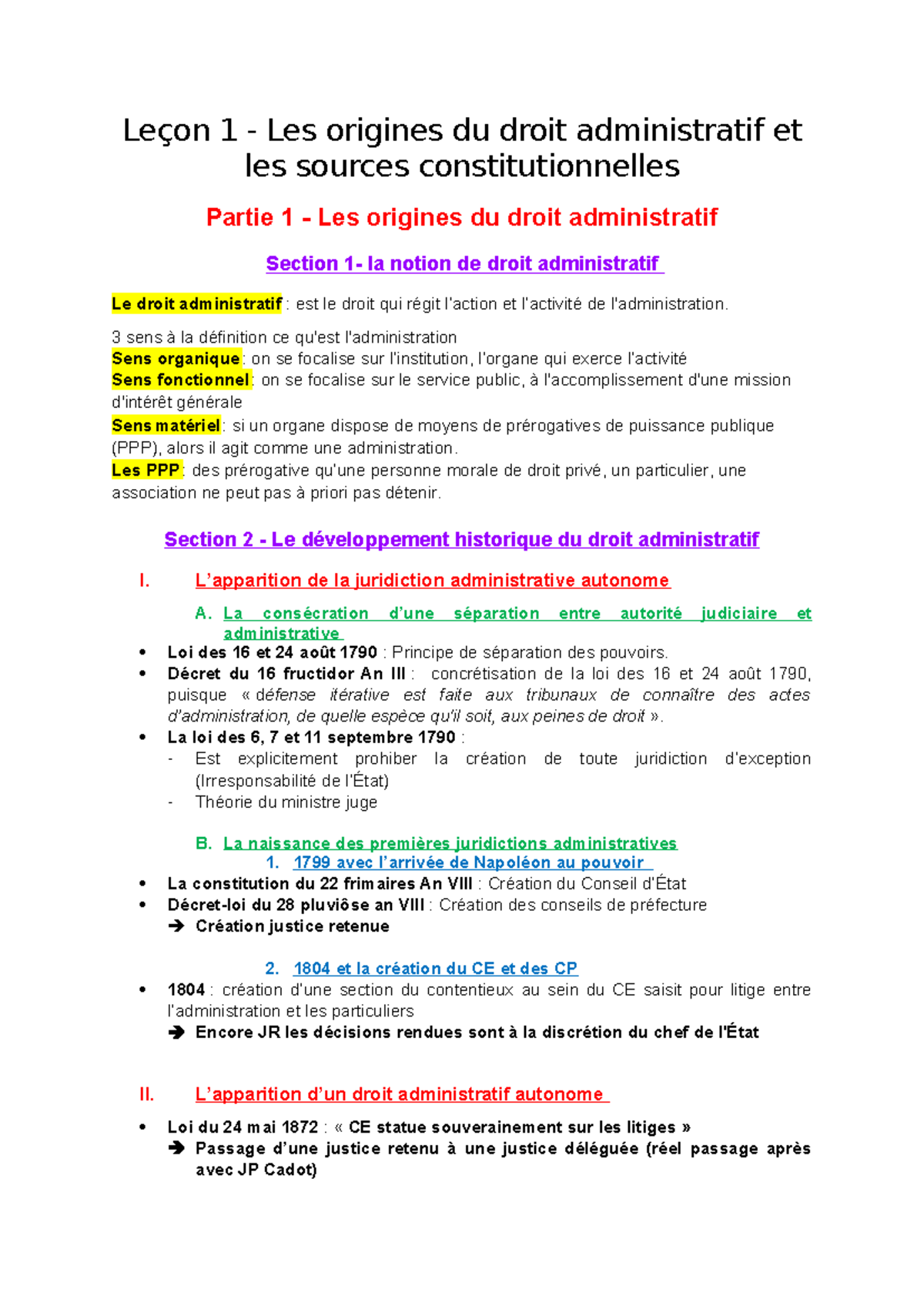 Fiches Droit Administratif S1 - Leçon 1 - Les origines du droit ...