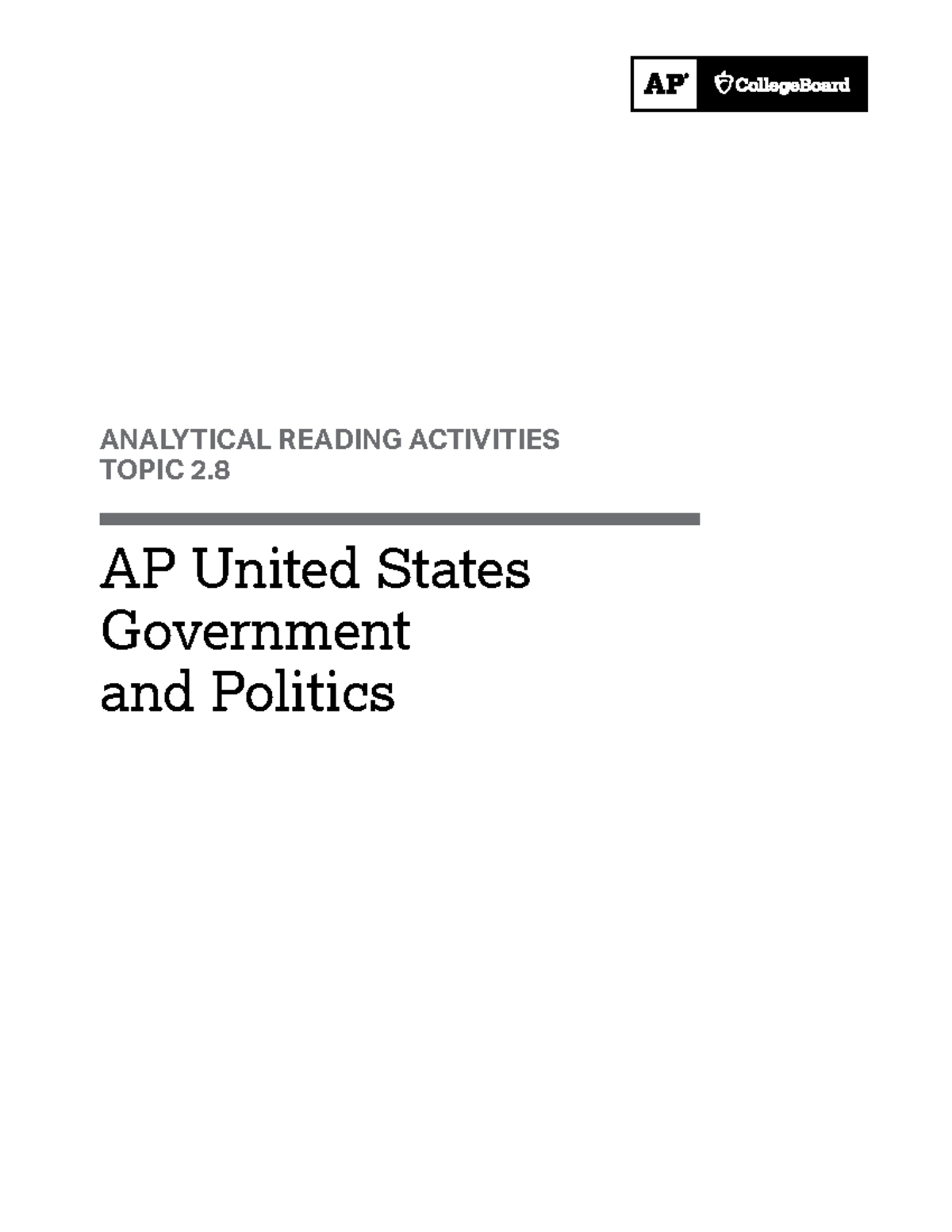 Analytical Reading Federalists Paper 78 AP United States Government
