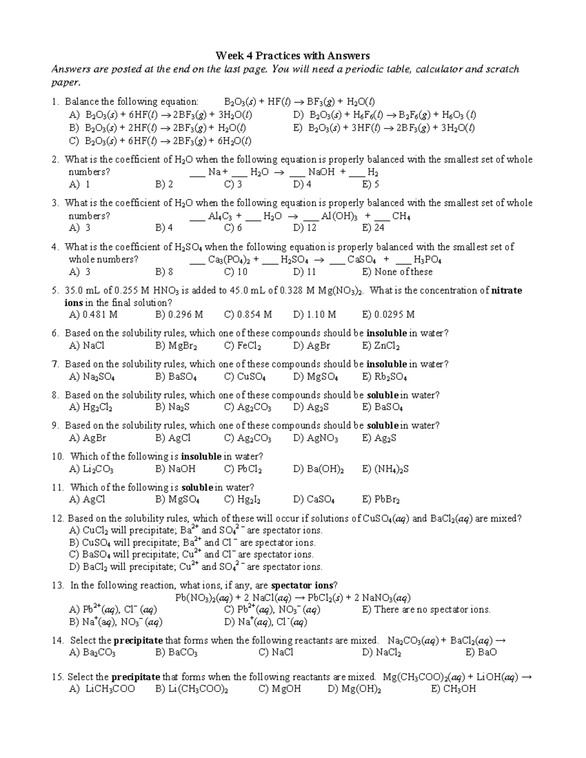 Extra Practice Week 4 - Week 4 Practices with Answers Answers are ...