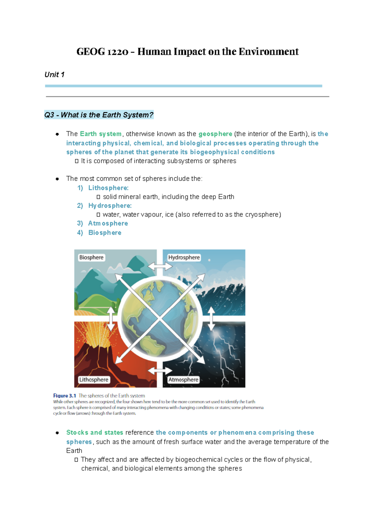 GEOG 1220 Assigned Readings - GEOG 1220 - Human Impact on the ...