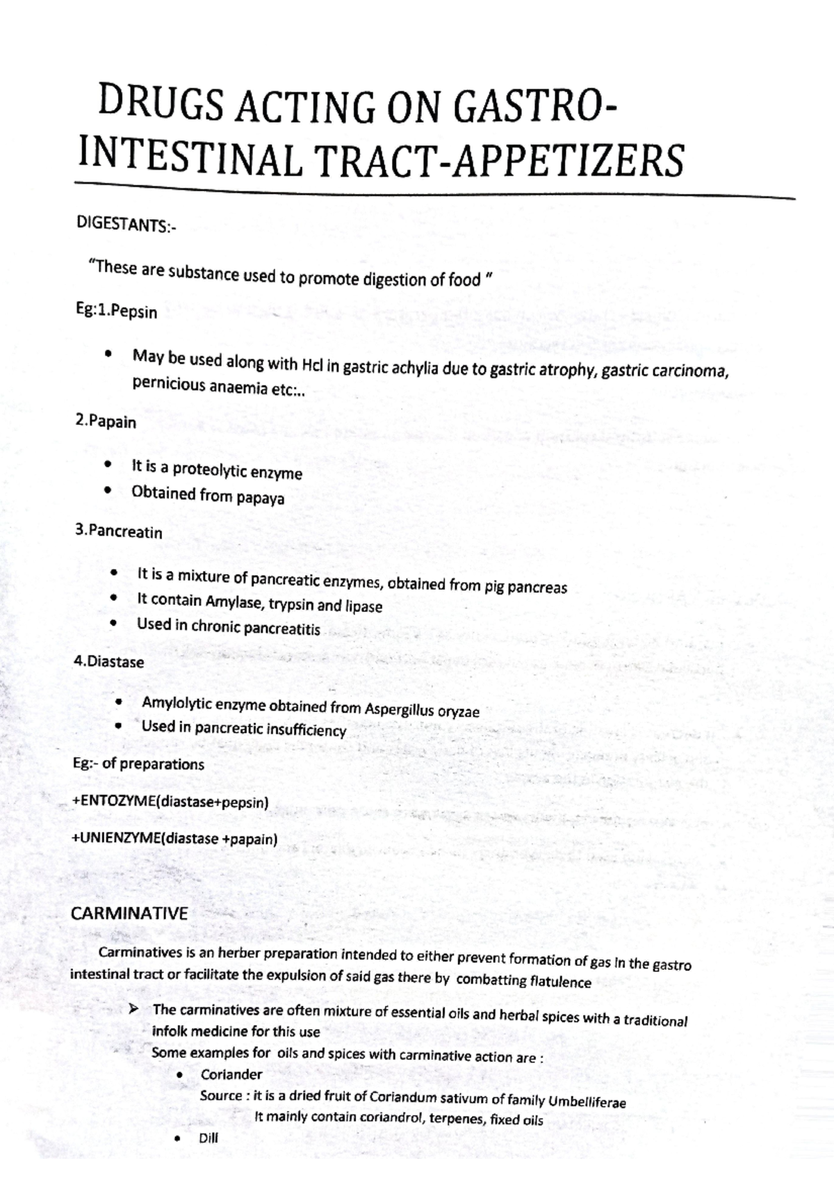 Drugs Acting on GIT Appetizers Pharmacy Studocu