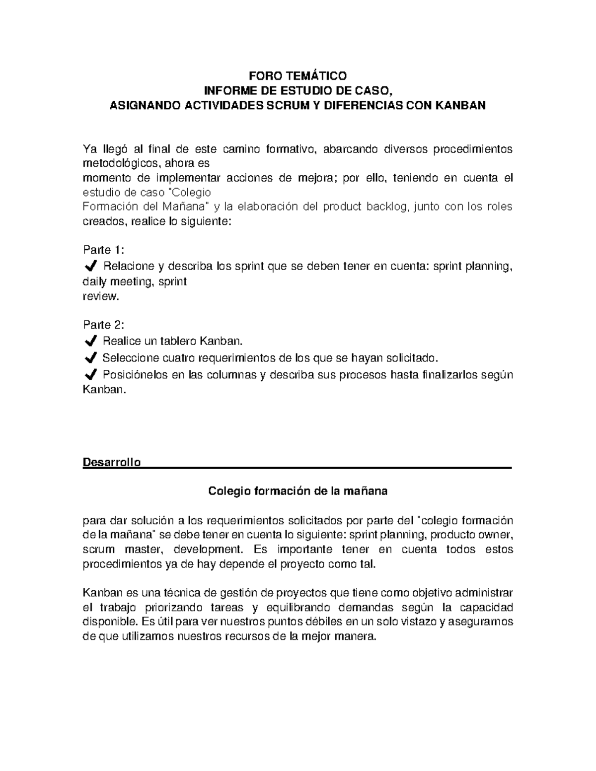 Foro Tem Tico Aplicaci N Del Marco Scrum Foro Tem Tico Informe De