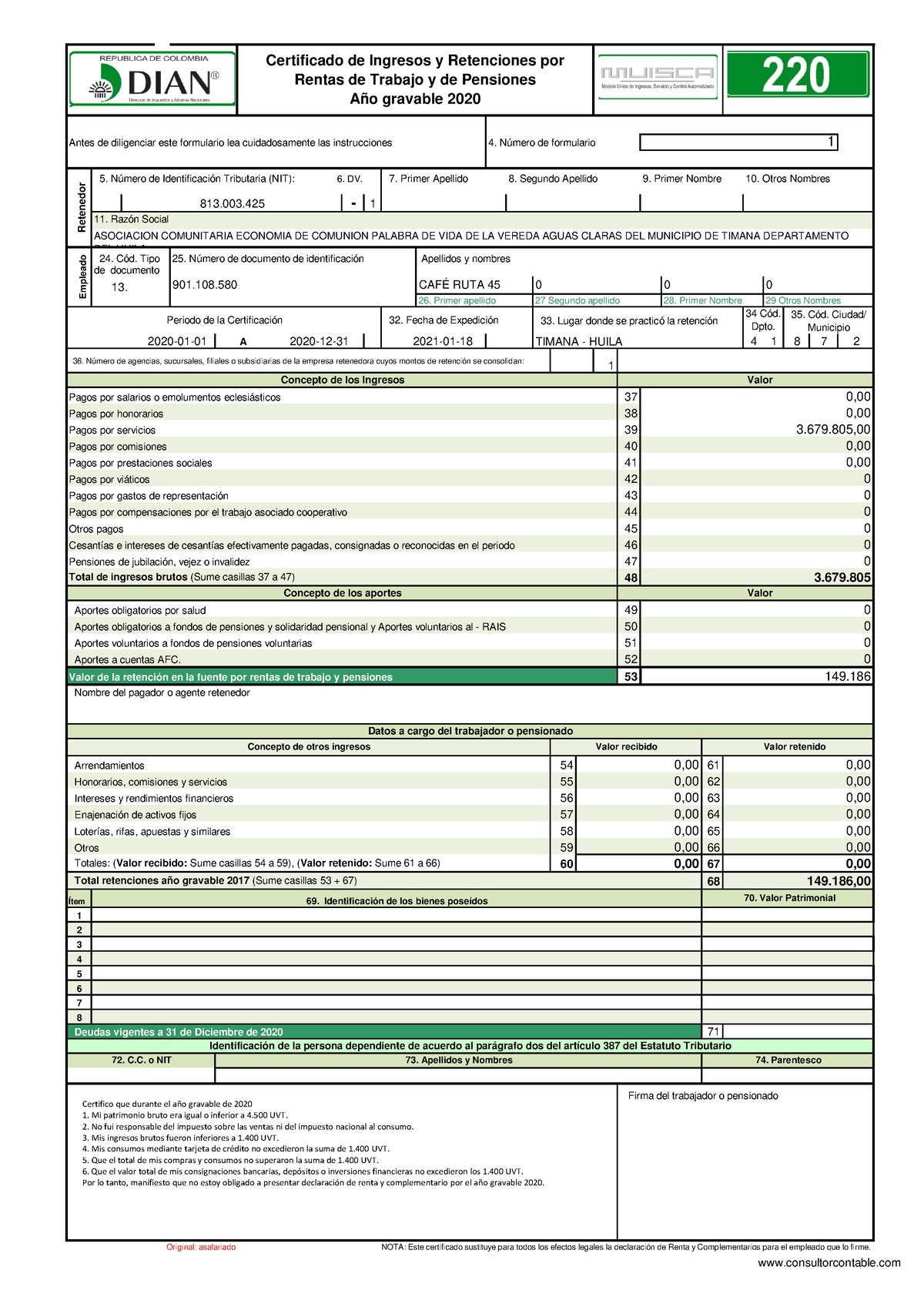 Certificados De Ingresos Y Retenciones Ruta Antes De Diligenciar Este