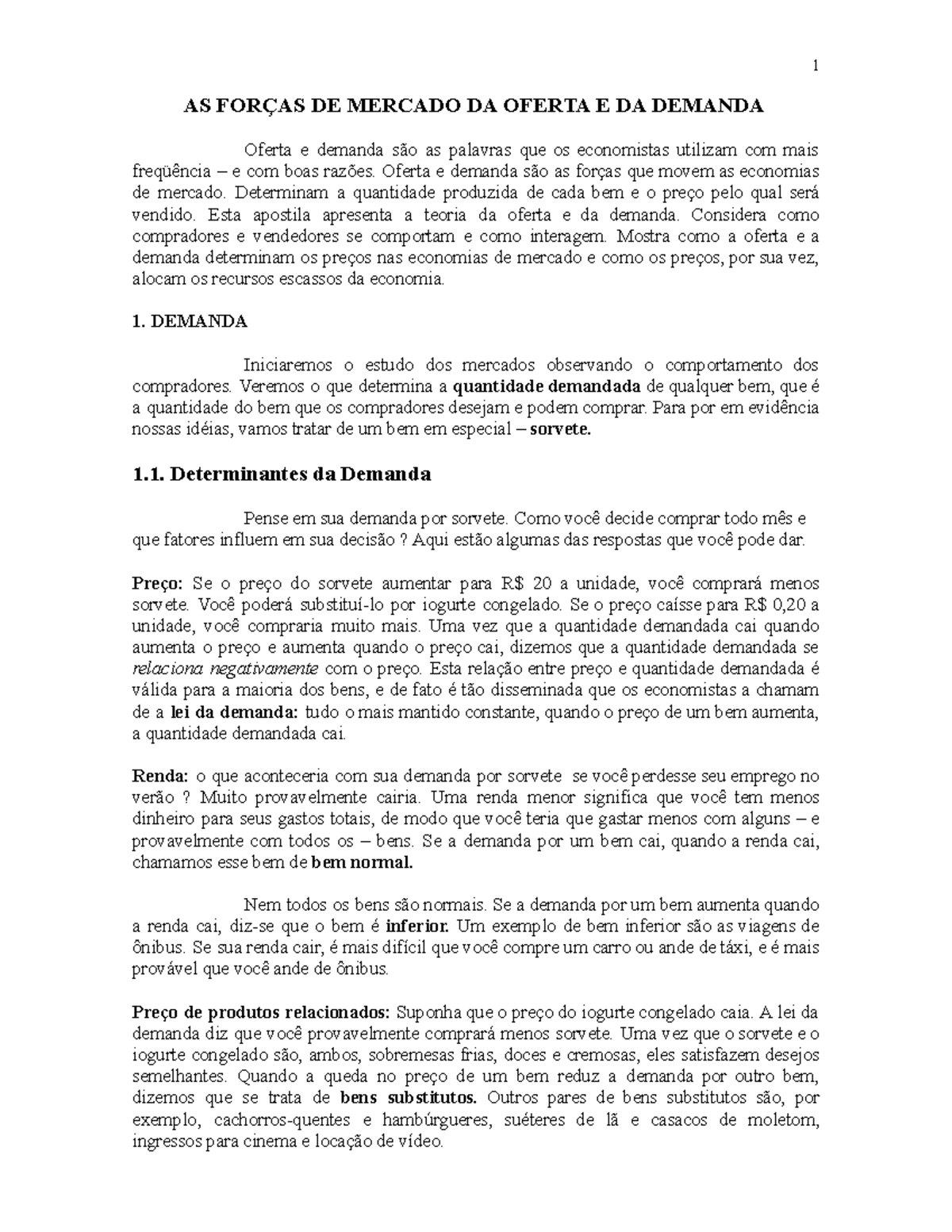 Oferta e demanda - Economia - AS FORÇAS DE MERCADO DA OFERTA E DA ...
