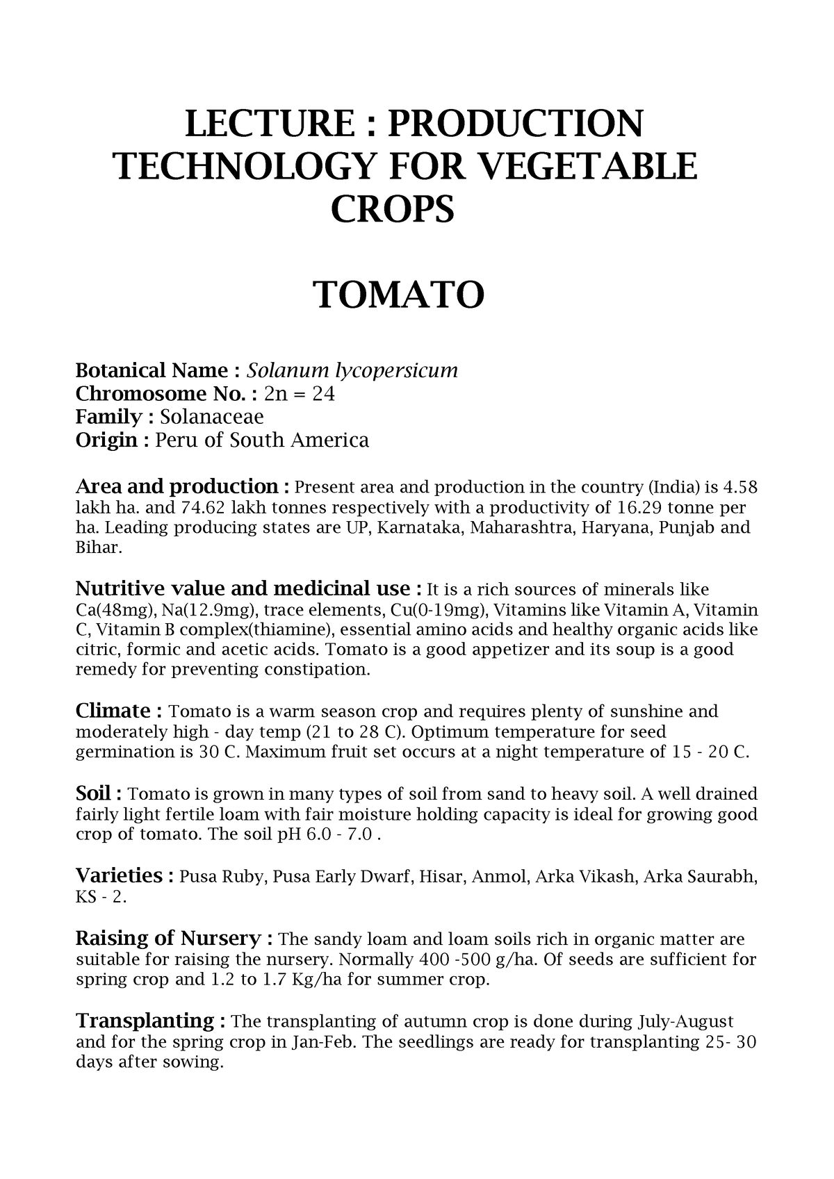 literature review of tomato pdf