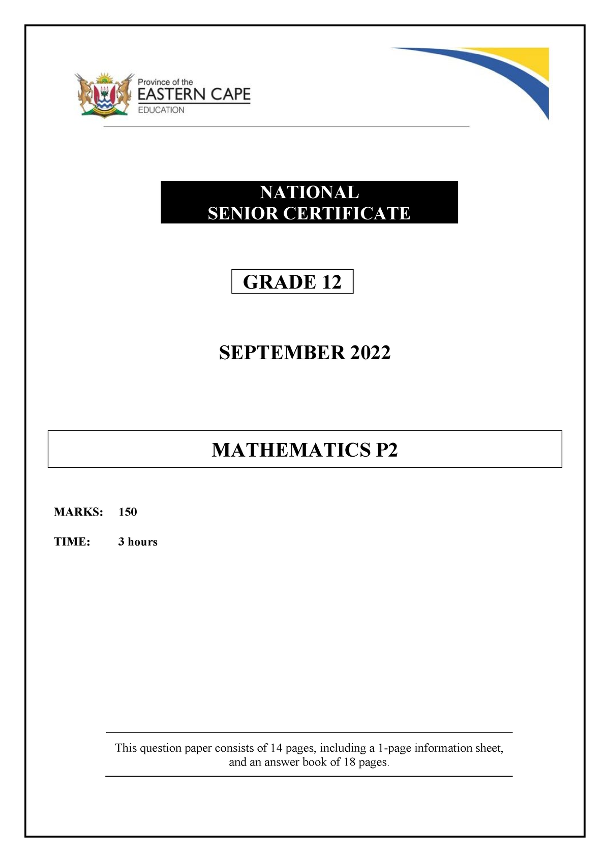 Maths P2 GR12 QP SEPT 2022 English - NATIONAL SENIOR CERTIFICATE GRADE ...