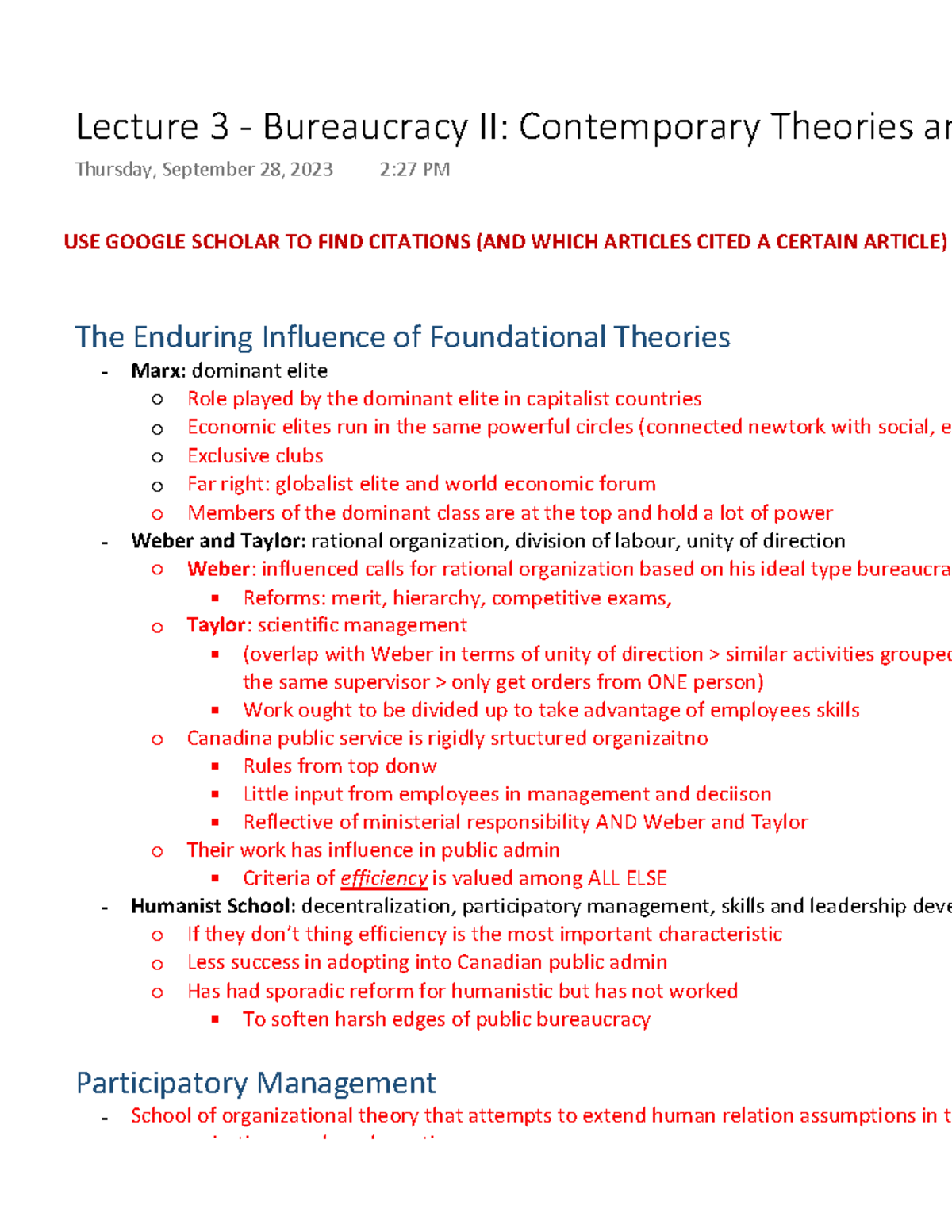 Lecture 3 - Bureaucracy II Contemporary Theories and Practice - The ...