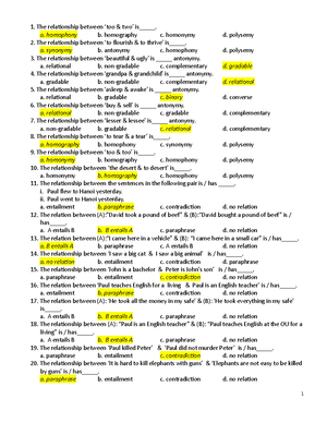 Semantics Test 3 - DSCSCDS - Semantics. Test 3 Sinh viên điêền đáp án ...