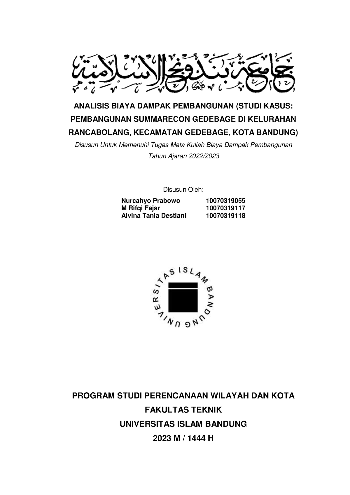 Analisis Biaya Dampak Pembangunan (Bandung Technopolis) - ANALISIS ...