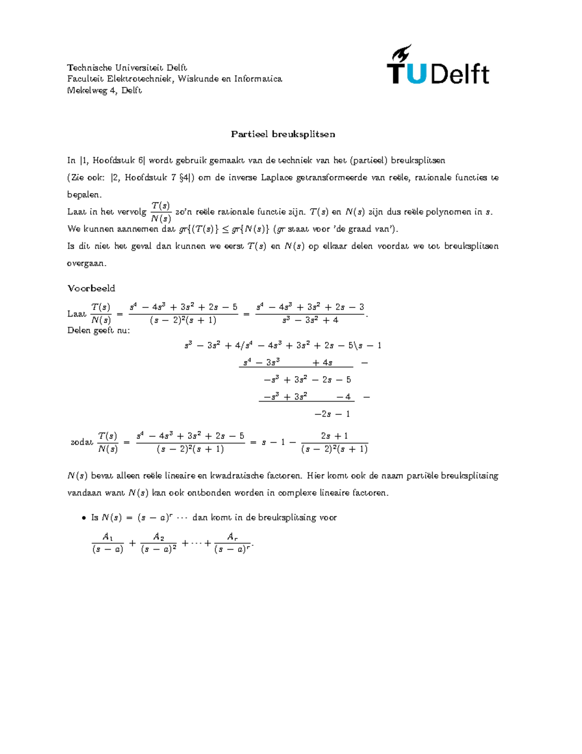 Breuksplitsen - Technische Universiteit Delft Faculteit Elektrotechniek ...
