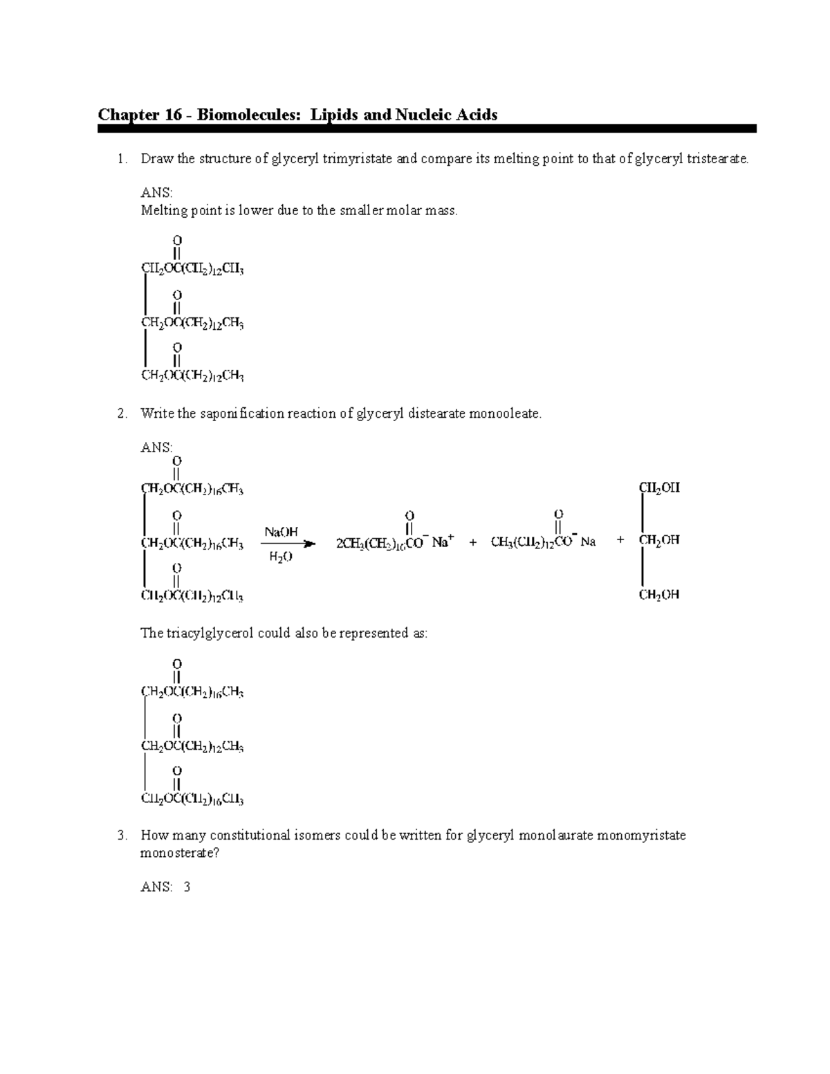 Mc Murry FOC7e CH16 - Test Bank Ch16 - Chapter 16 - Biomolecules ...