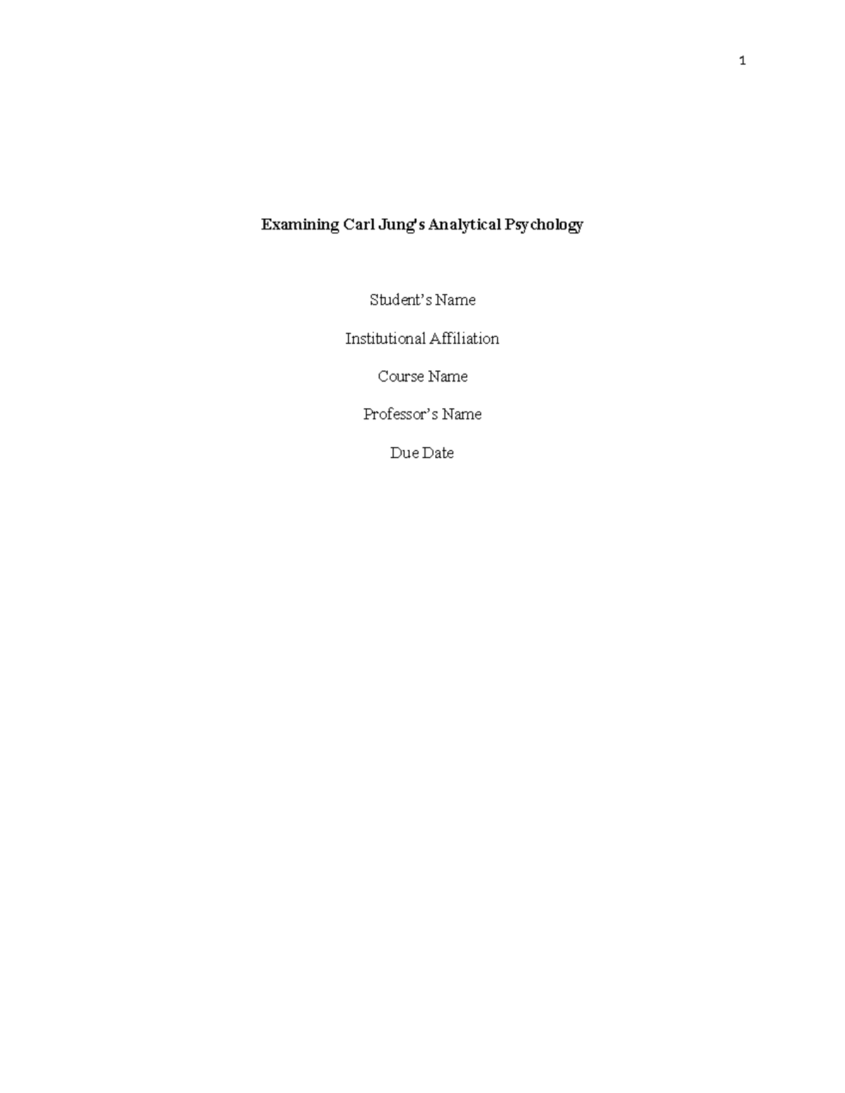Jung Carl doc - Examining Carl Jung's Analytical Psychology Student’s ...