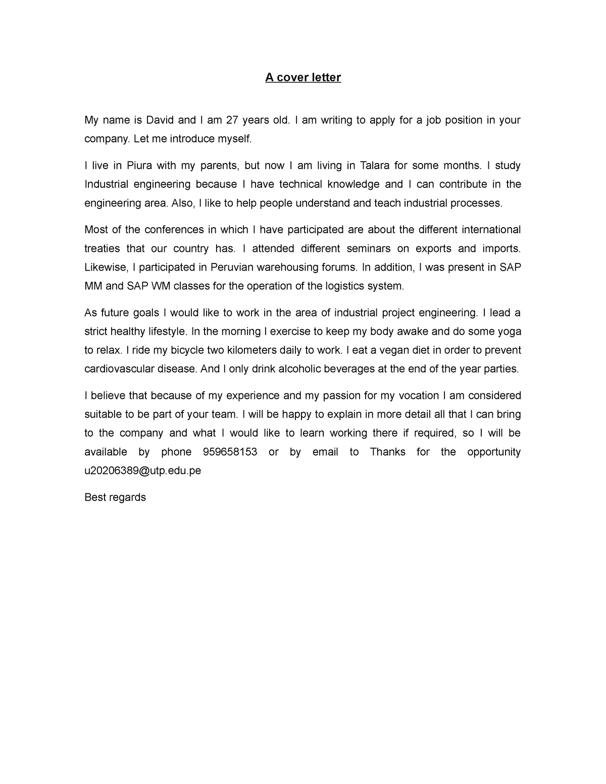 final assignment a cover letter (part 1) (proy)