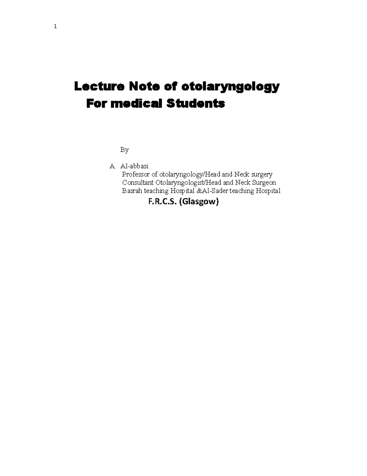 ENTglasgow - Lecture Note of otolaryngology For medical Students By A ...