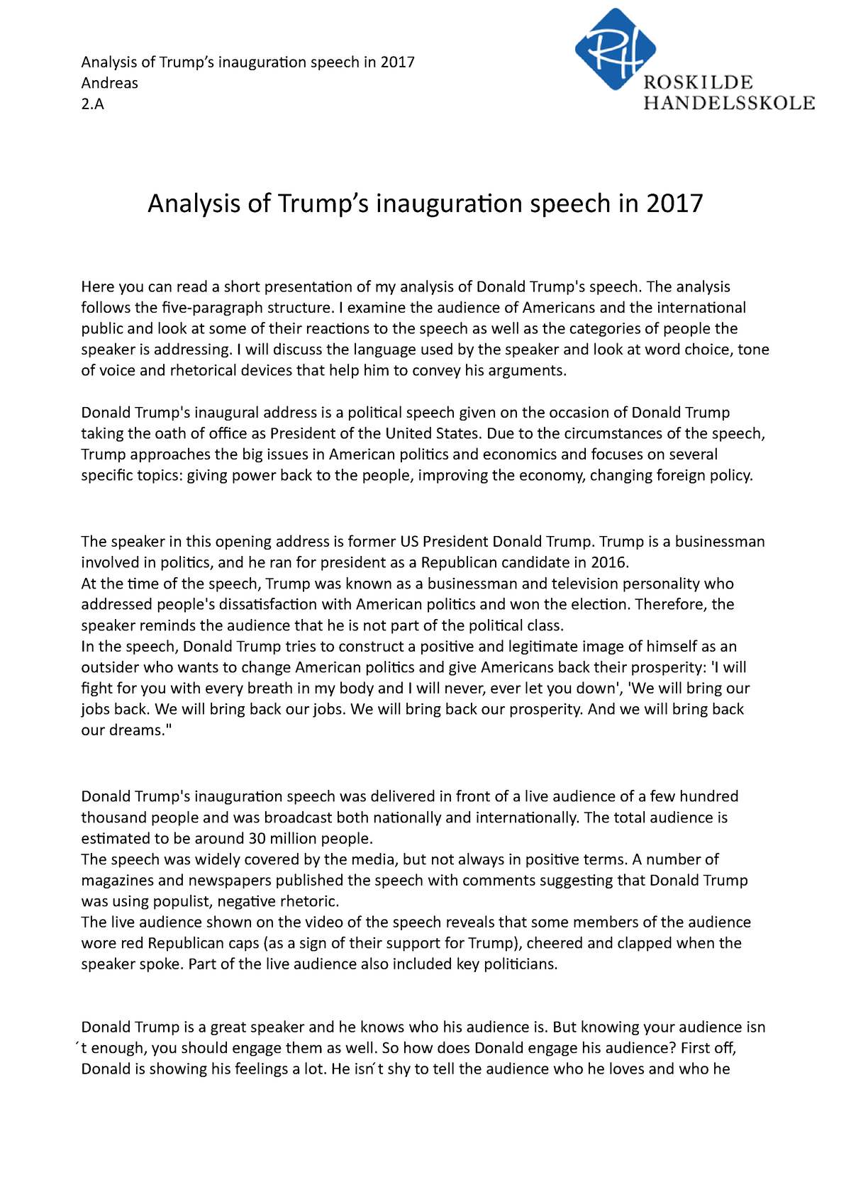 Analysis - Donald Trump - Analysis Of Trump’s Inauguration Speech In ...