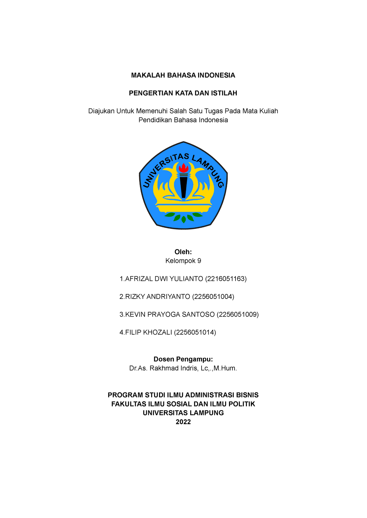 Makalah B - Istilah Dan Kata - MAKALAH BAHASA INDONESIA PENGERTIAN KATA ...