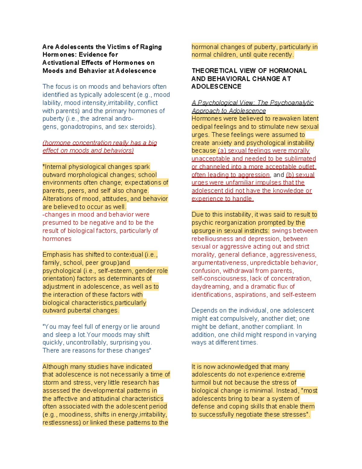 Physiological Psychology Readings - Are Adolescents the Victims of ...