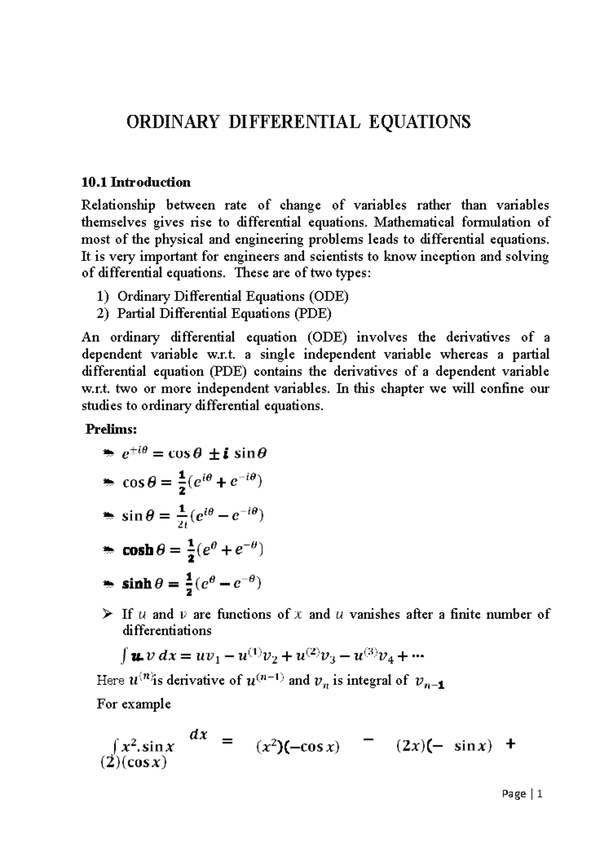 Ordinary-diff-equations - Page | 1 ORDINARY DIFFERENTIAL EQUATIONS 10 ...