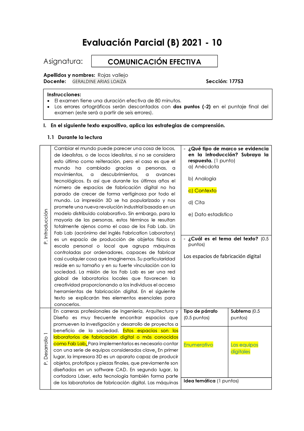 Evaluación Parcial - EvaluaciÛn Parcial (B) 2021 - 10 Asignatura ...