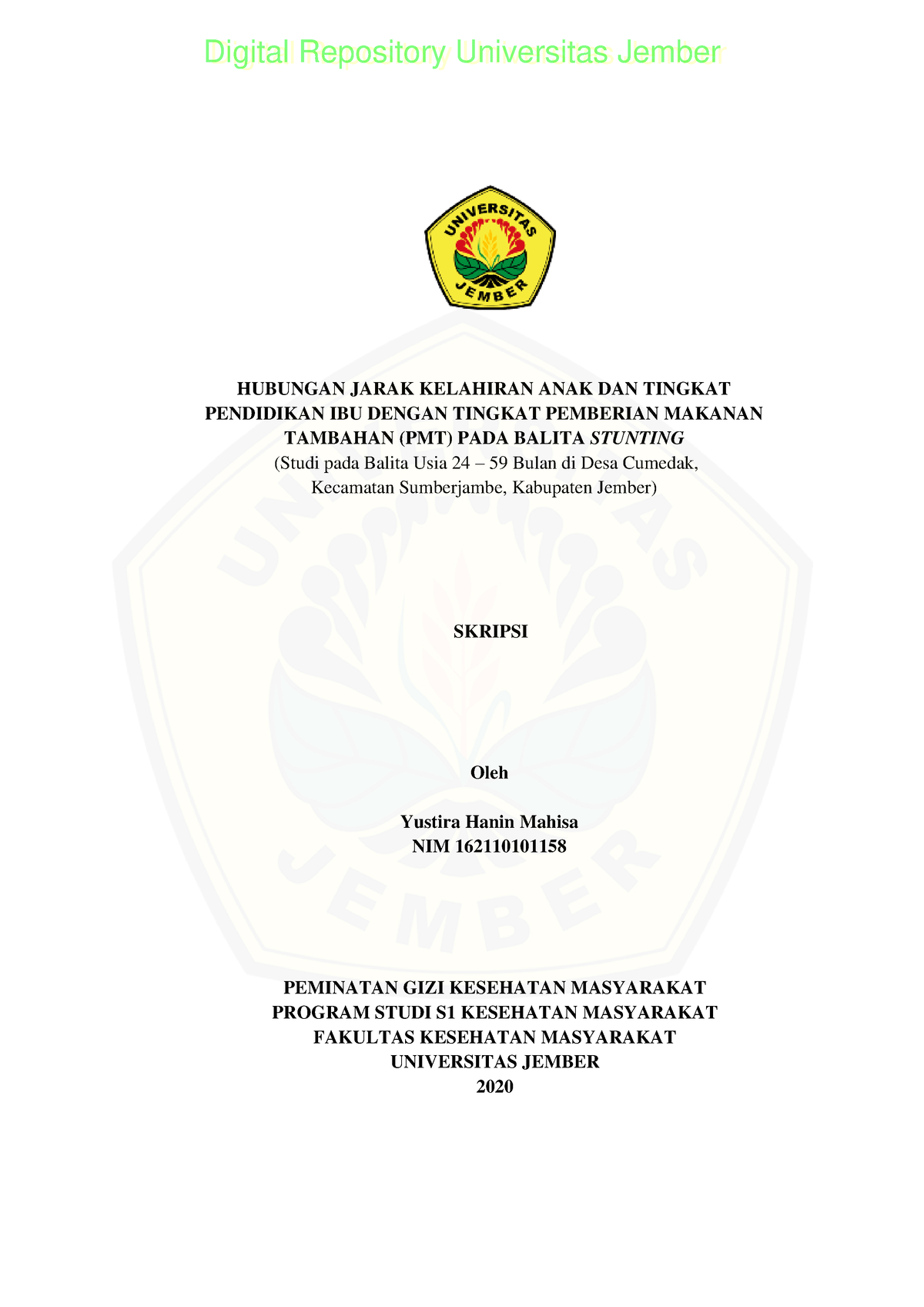 Hubungan Jarak Kelahiran Anak Dan Tingkat Pendidikan Ibu - HUBUNGAN ...