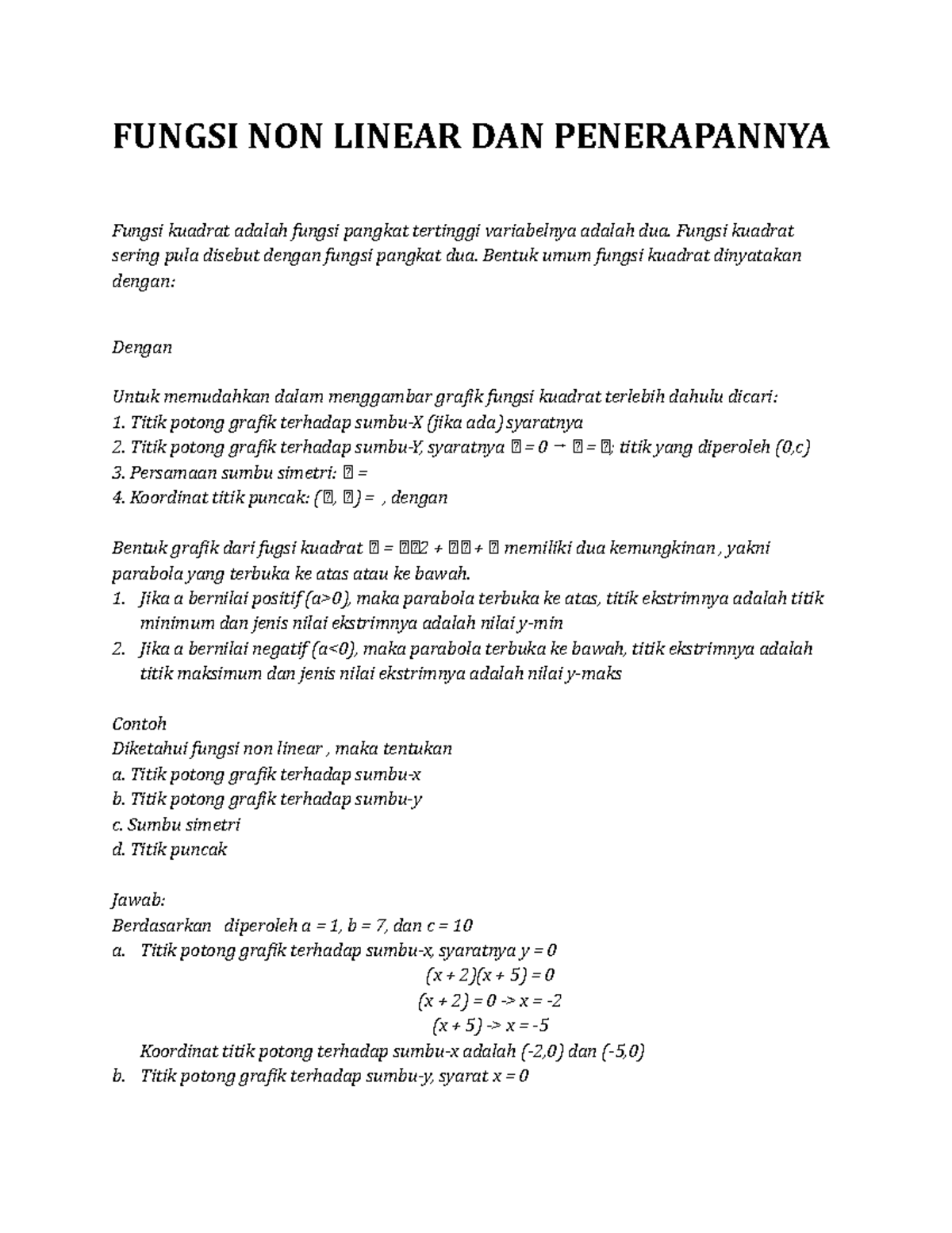 Fungsi Non Linear Dan Penerapannya - FUNGSI NON LINEAR DAN PENERAPANNYA ...