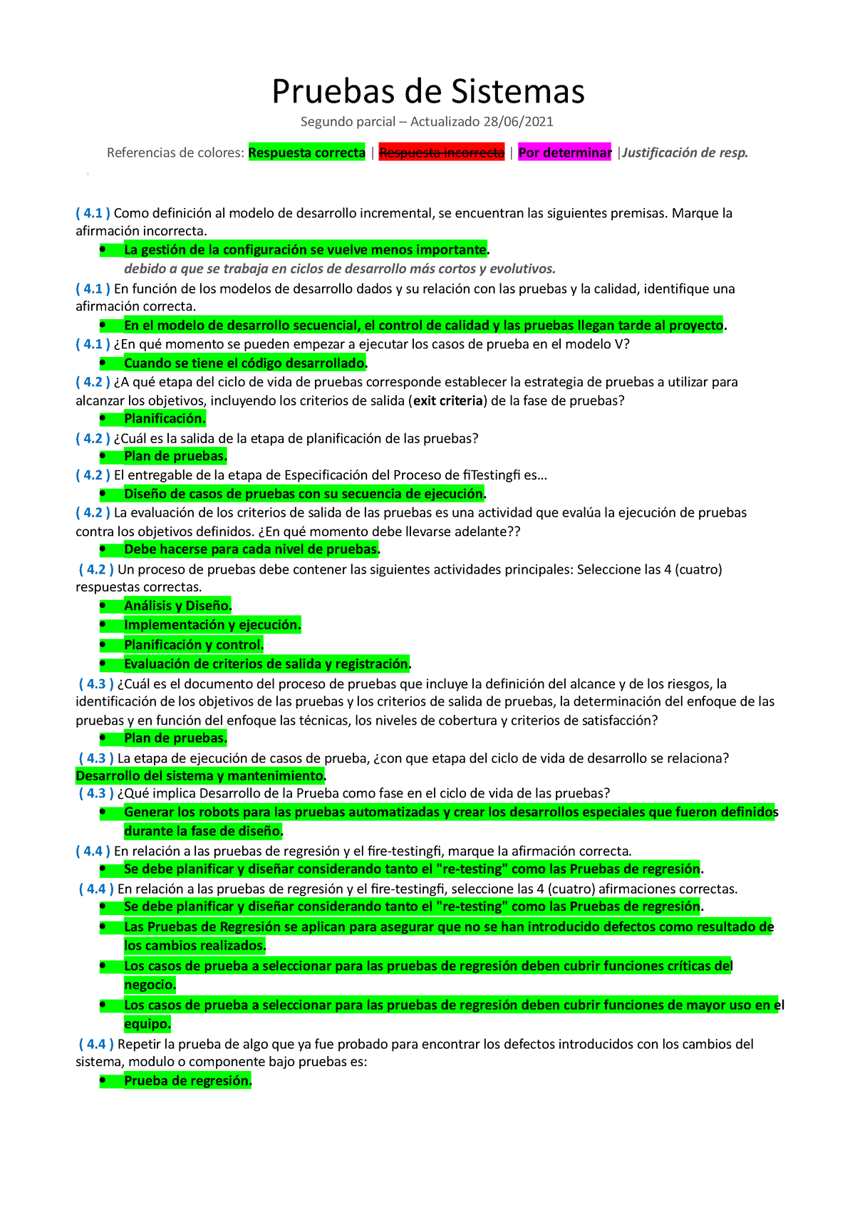 Preguntero Parcial 2 10/10 - Pruebas De Sistemas Segundo Parcial ...