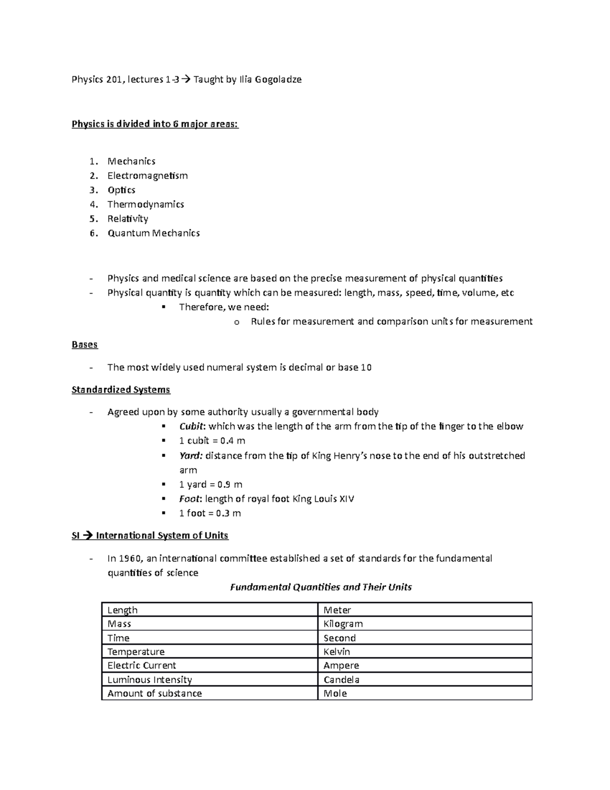 Physics 201 Class Notes Lectures 1-3 - Physics 201, Lectures Taught ...