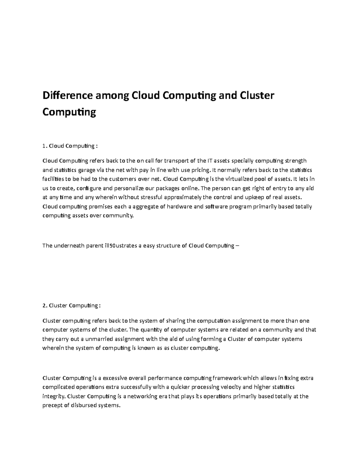 Difference among Cloud Computing and Cluster Computing - Difference ...