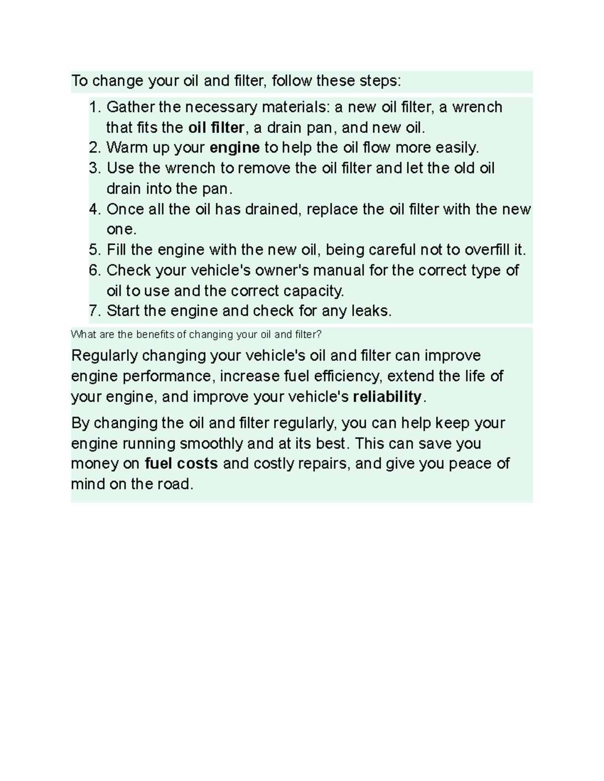 English how to change oil filter - To change your oil and filter ...
