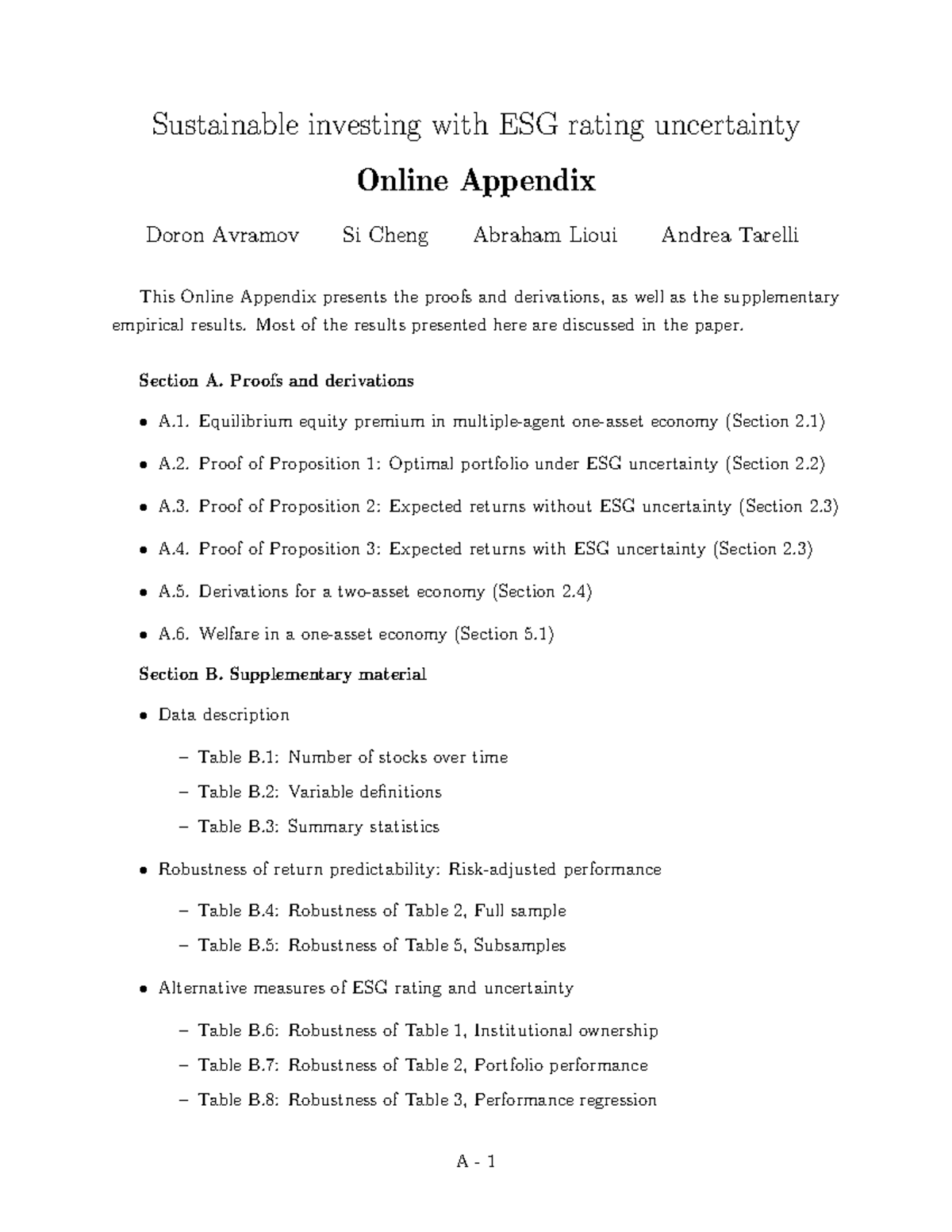 SIEG appendix - Sustainable investing with ESG rating uncertainty ...