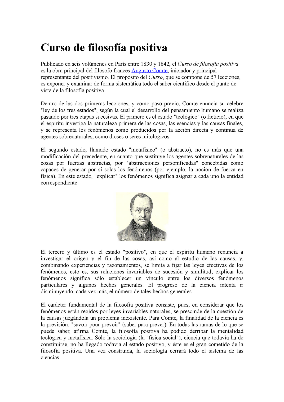 Auguste Comte Filosofia Positiva