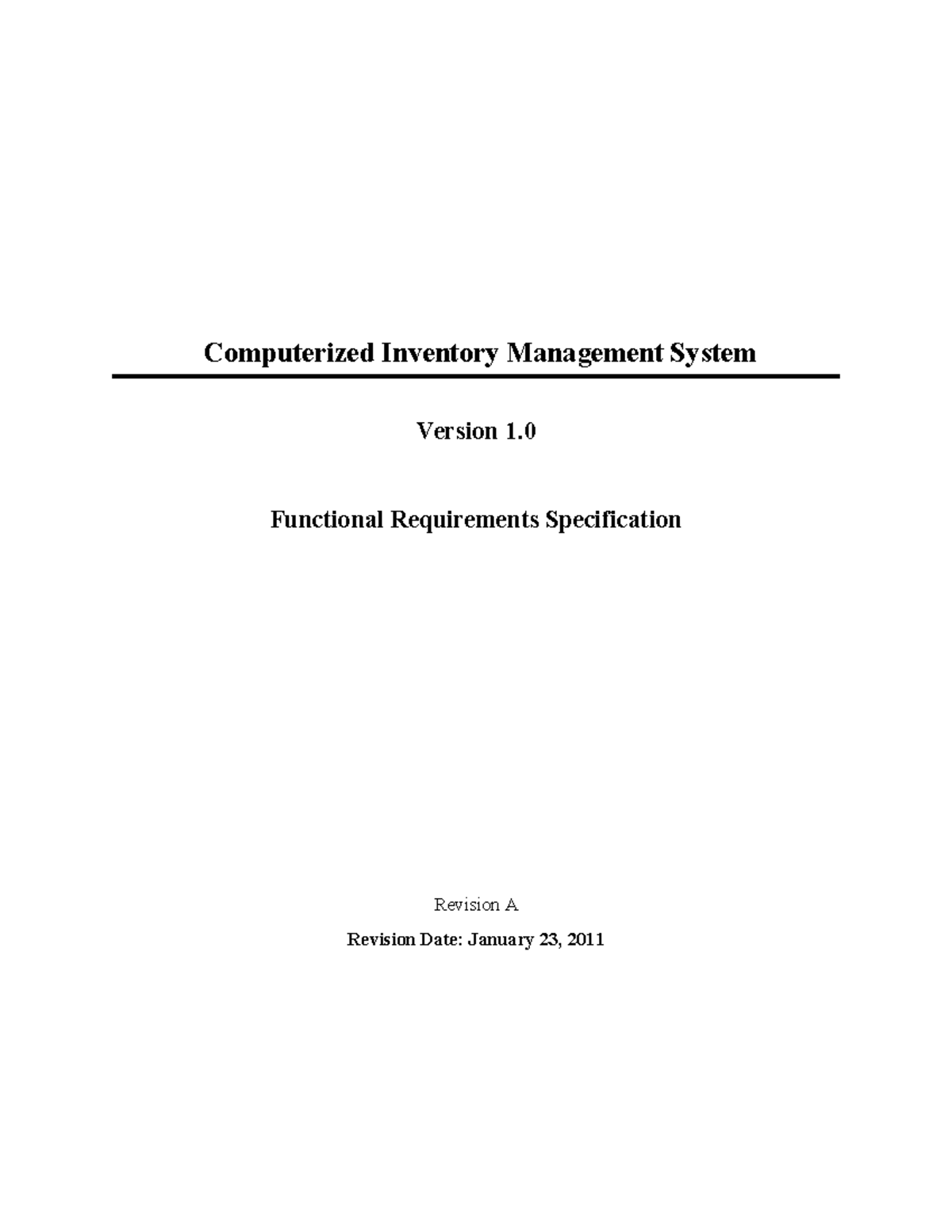 Inventory system FRS with SRS final - Computerized Inventory Management ...