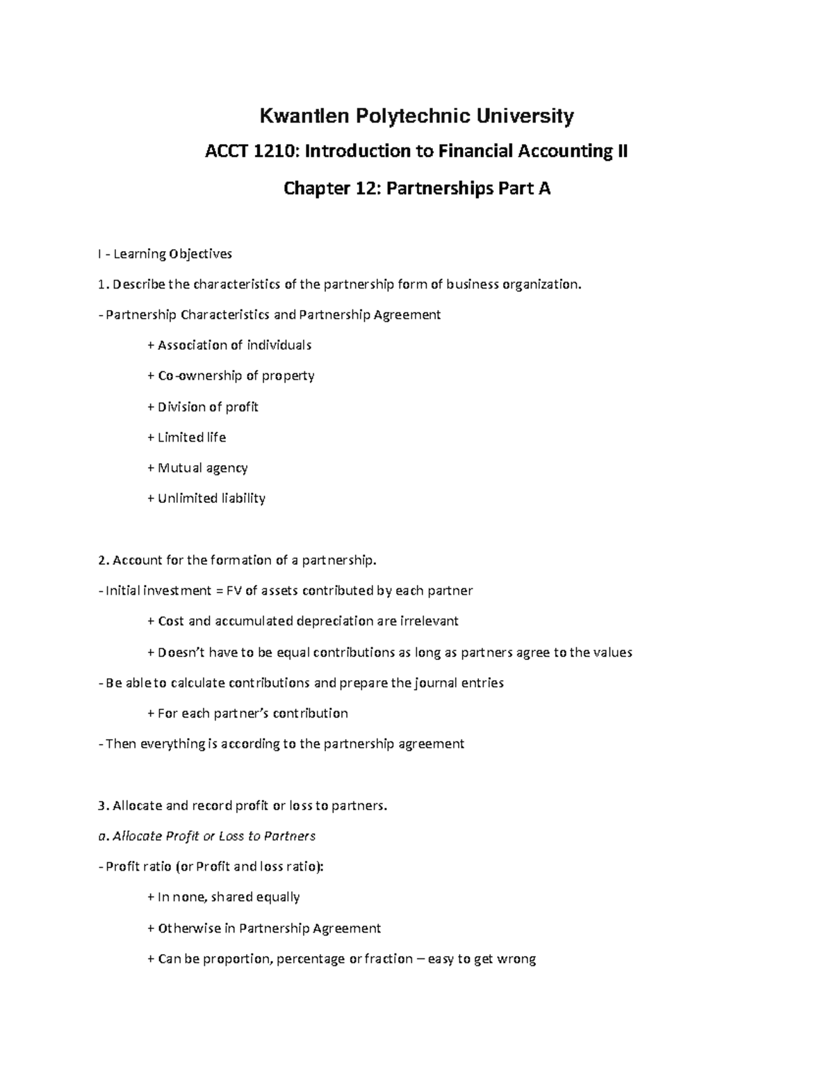 ACCT 1210 chapter 12 part a lecture - Kwantlen Polytechnic University ...
