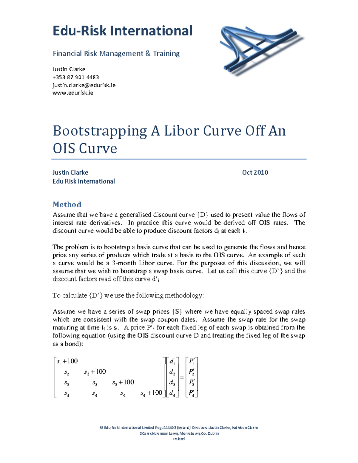Bootstrapping A Libor Curve Off An OIS Curve EduRisk International