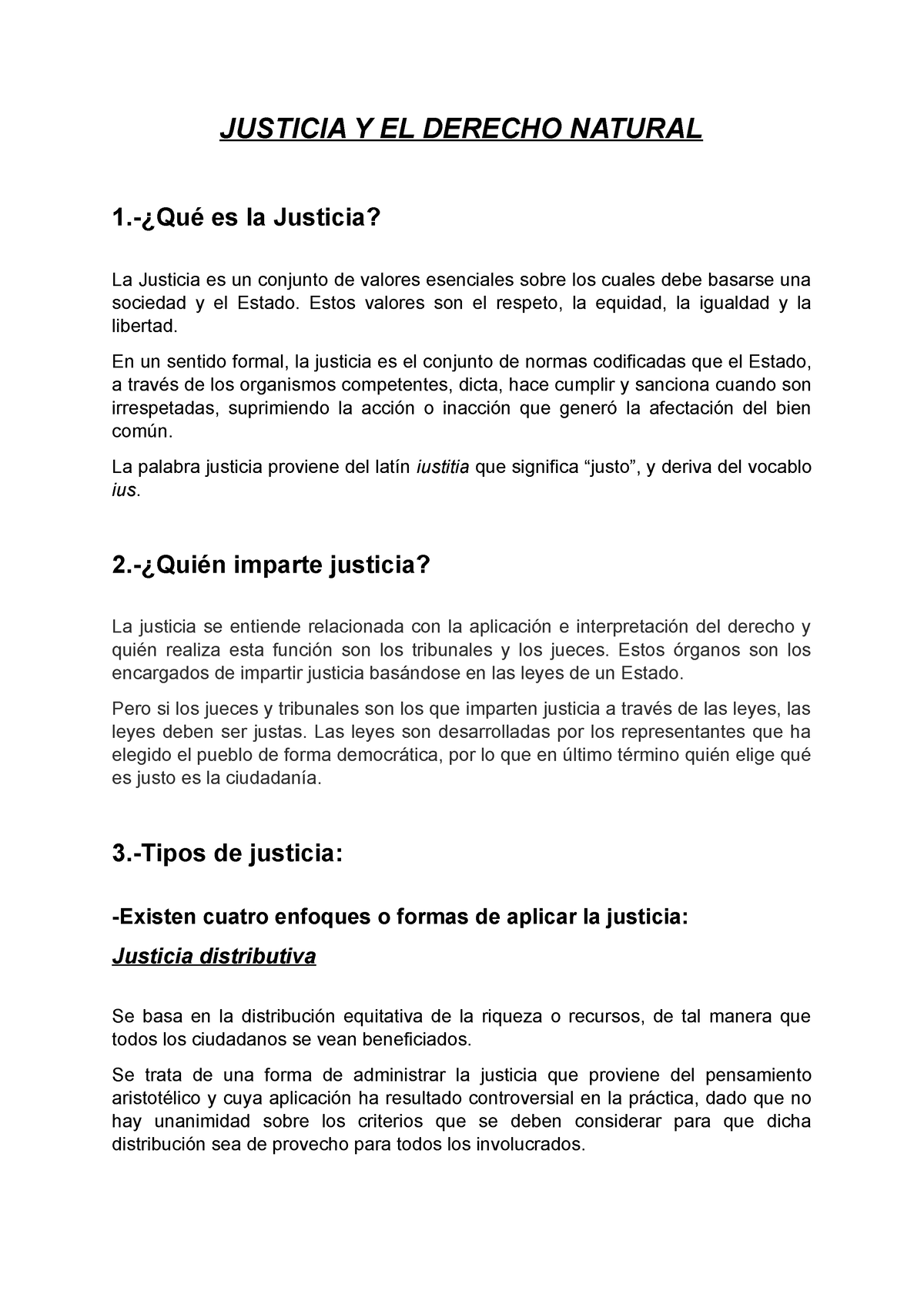 Historia Del Derecho 1 - JUSTICIA Y EL DERECHO NATURAL 1.-¿Qué Es La ...