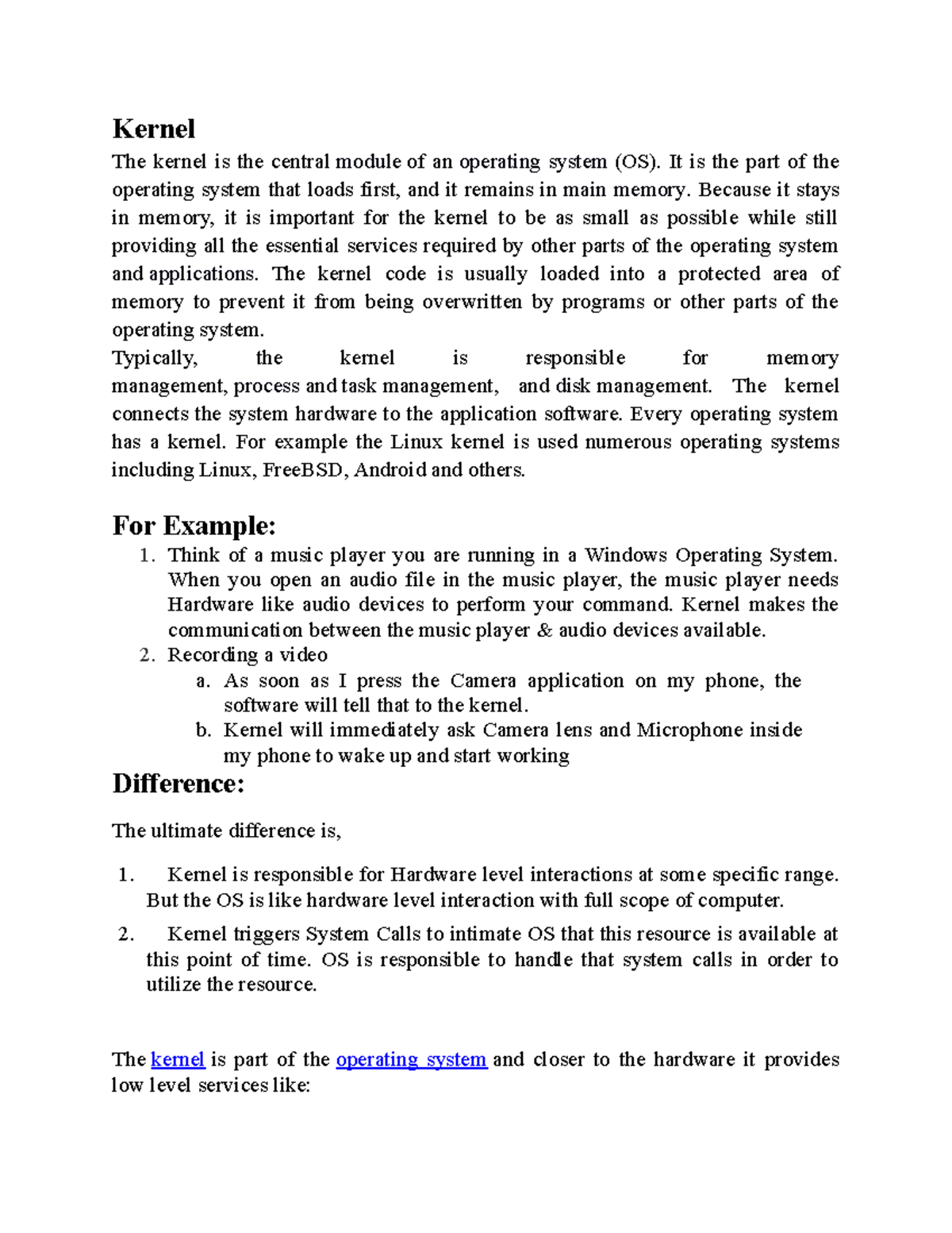 Kernel and OS 26102021 095744 am - Kernel The kernel is the central ...