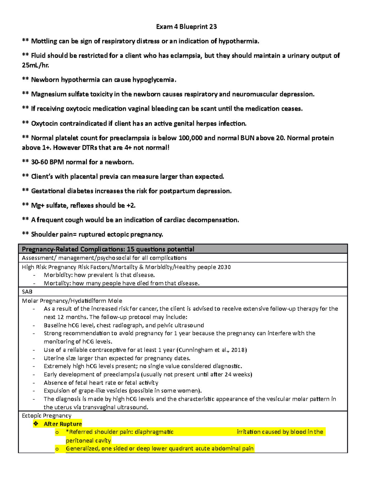 Exam 4 Blueprint 23 - Helpful. - Exam 4 Blueprint 23 ** Mottling can be ...