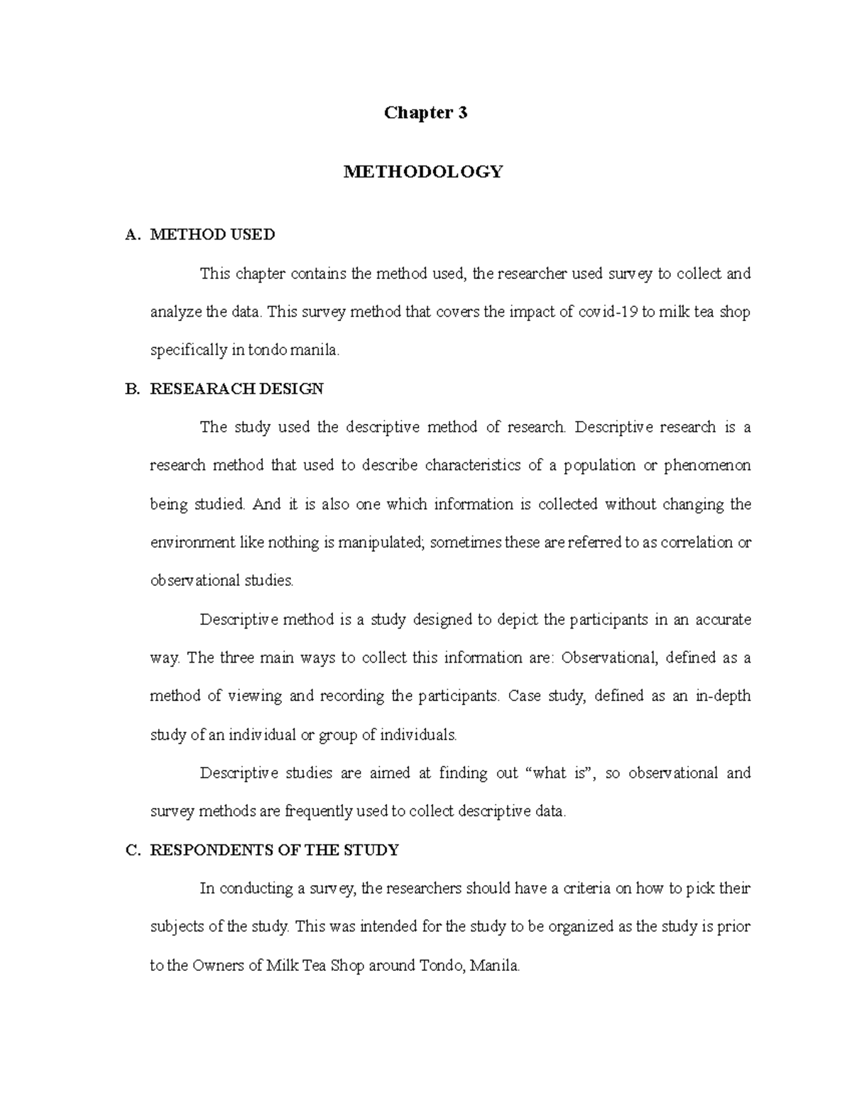 Chapter 3 Research 12 Quantitative Research - Chapter 3 METHODOLOGY A ...