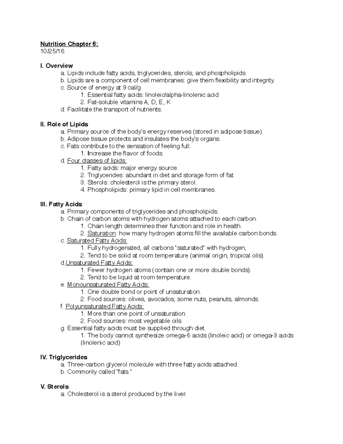 ESS 3 Chapter 6 - Textbook and lecture notes - Nutrition Chapter 6: 10 ...