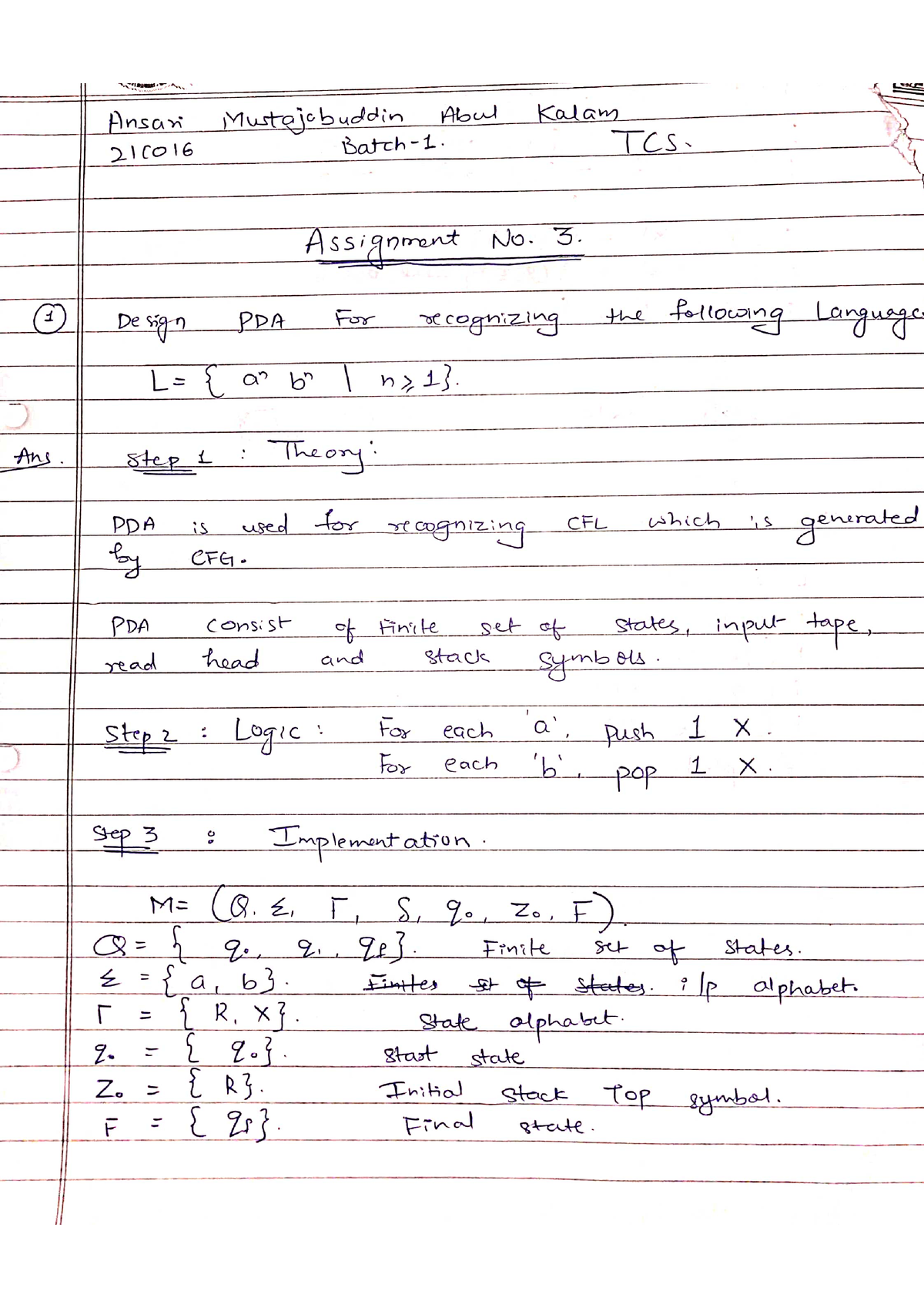 Assignment-3 - Assignment 3 - Theory Of Computer Science - Studocu