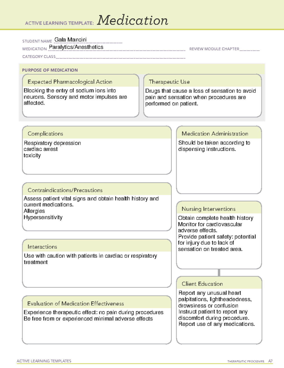 Paralytics:Anesthetics med template - ACTIVE LEARNING TEMPLATES ...