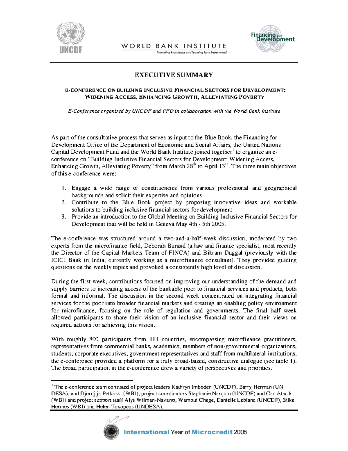 se-msc2005-summary-wbi-hdjf-executive-summary-e-conference-on