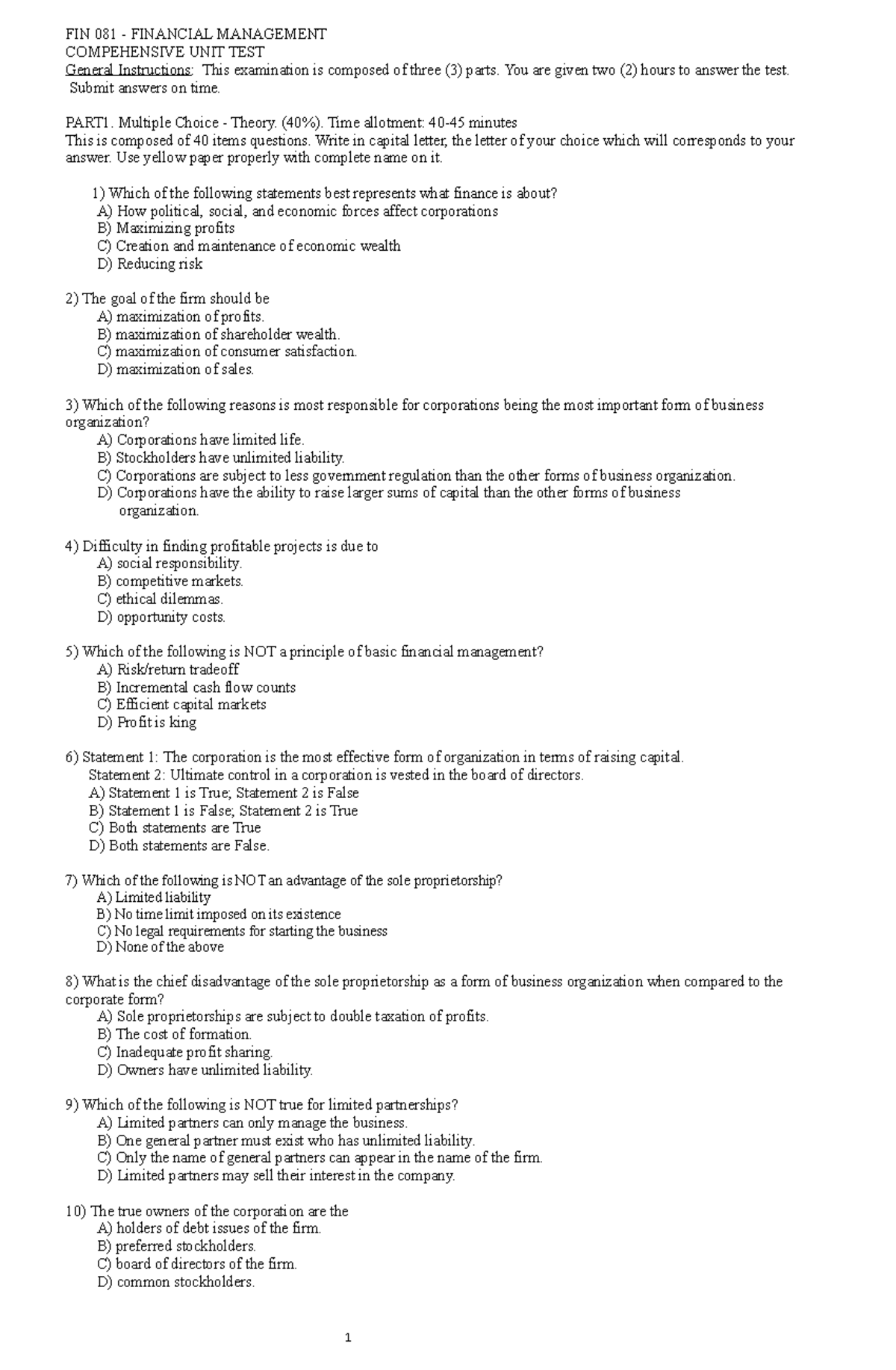 Comprehensive-Unit-Test - COMPEHENSIVE UNIT TEST General Instructions ...