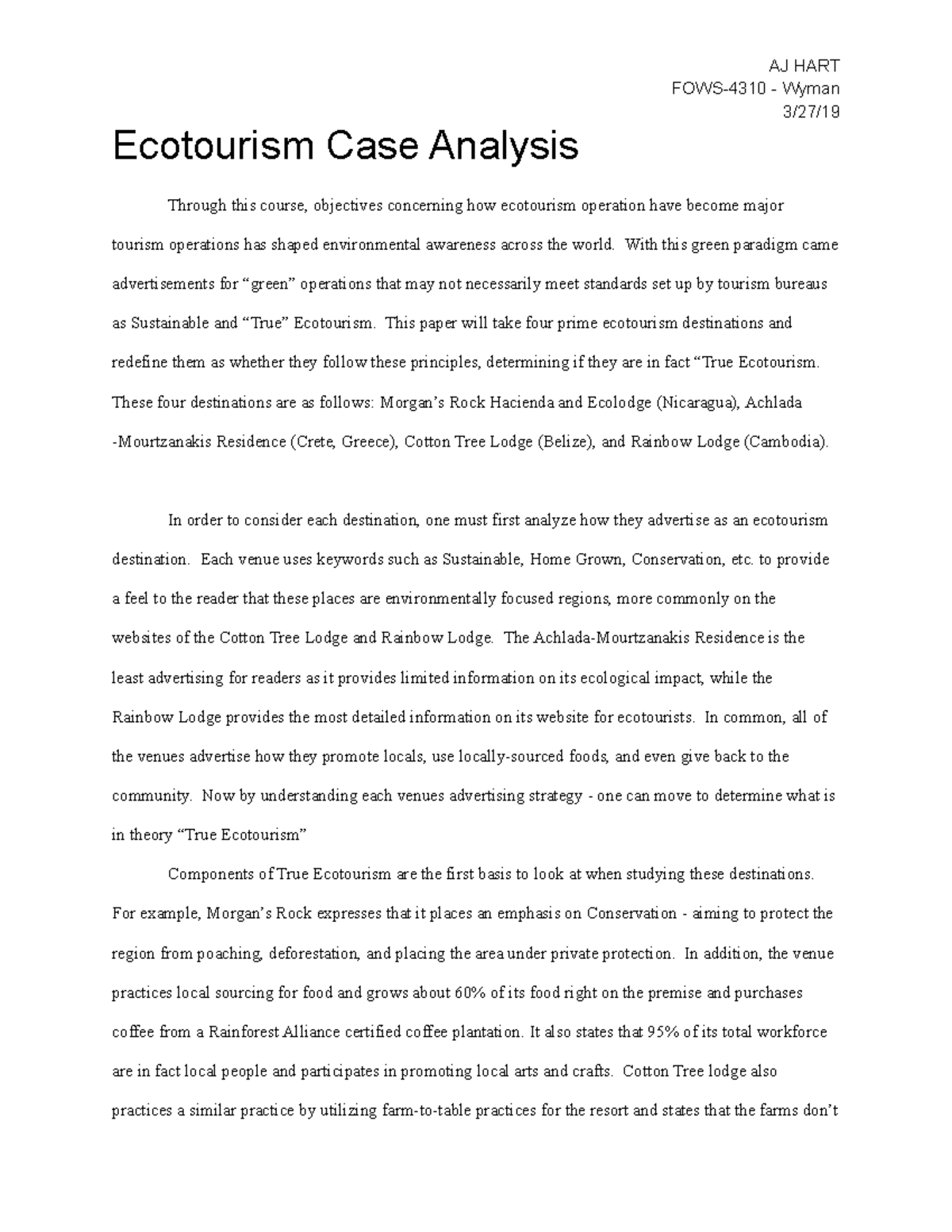 case study eco tourism