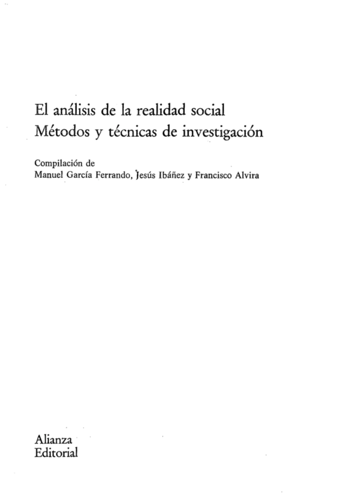 El an Ã¡lisis de la realidad social - Introducci Ã³n Garc Ã­a Ferrando ...