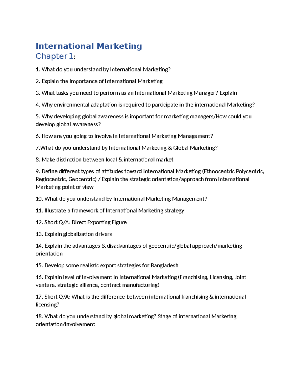 International Marketing - International Marketing Chapter 1 : 1. What ...