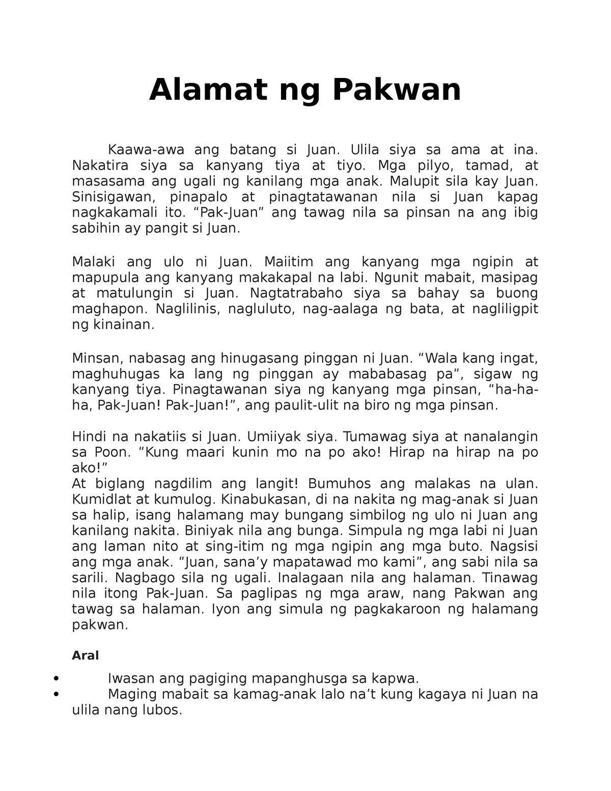 Alamat ng Pakwan - Short Stories - Alamat ng Pakwan Kaawa-awa ang ...